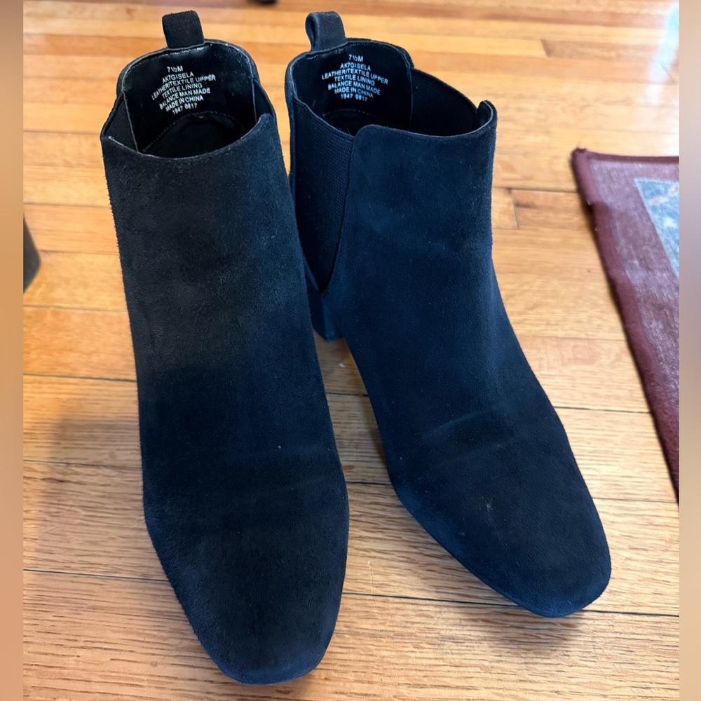 Anne Klein Black Suede Ankle Boots